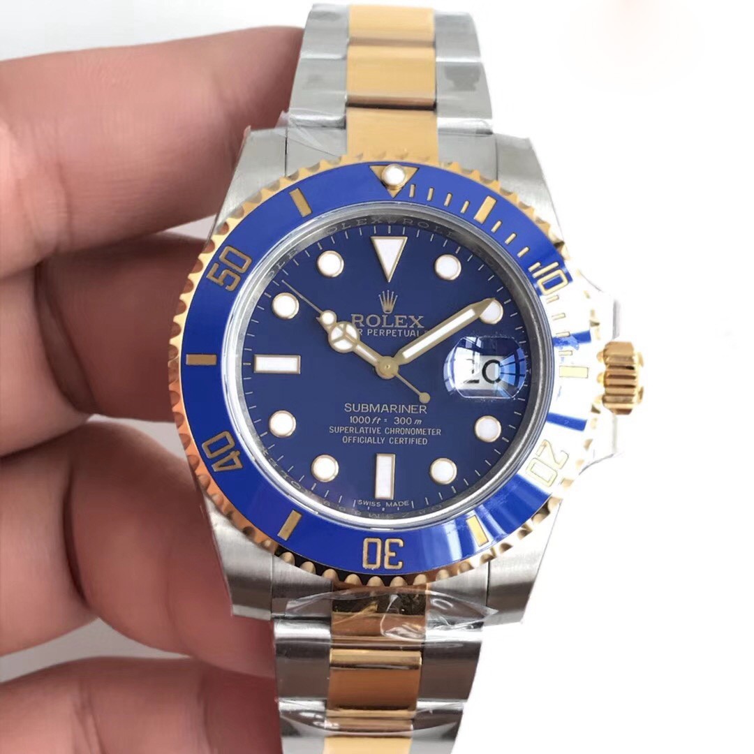 Rolex Replica Submariner Date 116613LB N V5S Gelbgold und Edelstahl, blaues Zifferblatt