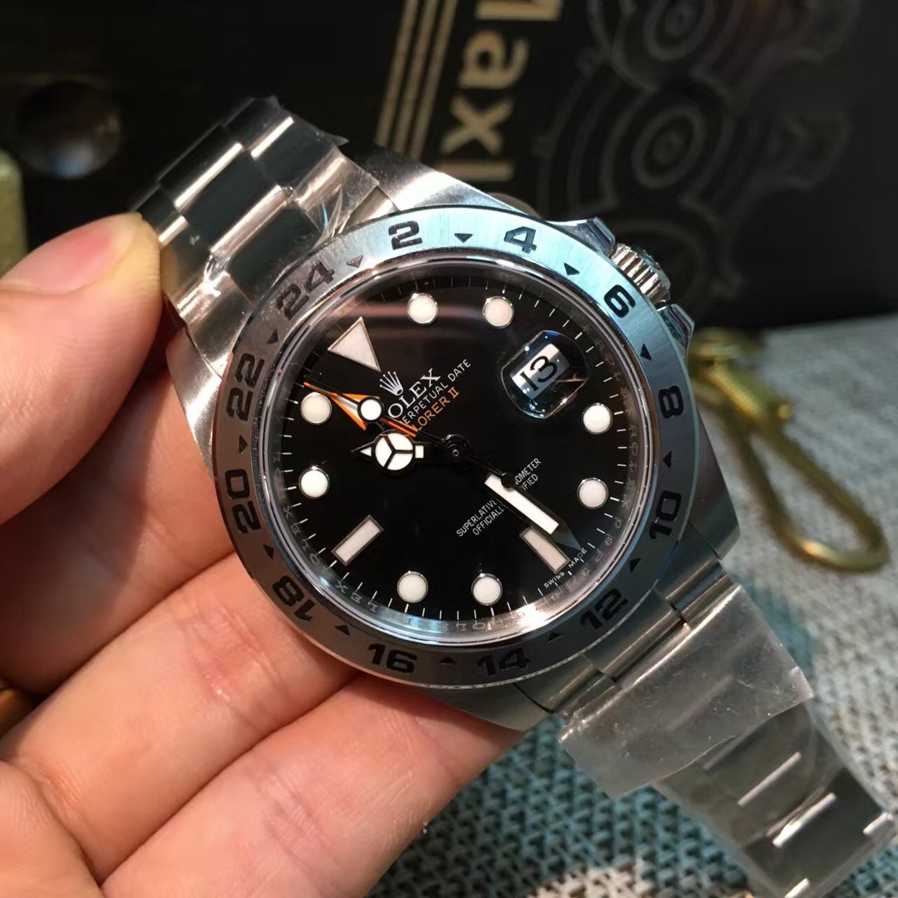 Rolex Replica EXPLORER II Noob Fabrik Edelstahl schwarz