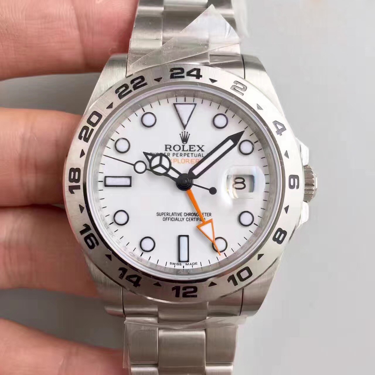 Rolex Replica EXPLORER II Noob Fabrik Edelstahl weiß