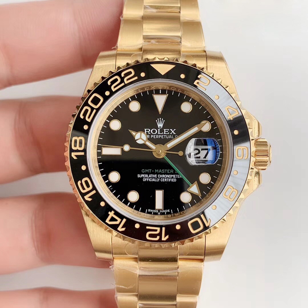 Rolex Replica GMT-Master II EW Fabrik Gelbgold mit Edelstahl Schwarz