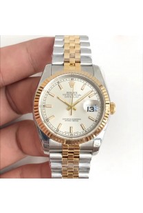 Rolex Replica Datejust 36MM 116233 AR V2 Edelstahl und Gelbgold, silbernes Zifferblatt