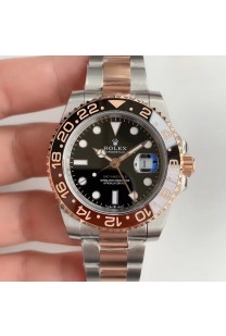 Rolex Replica GMT-Master II EW Fabrik Roségold Edelstahl Schwarz