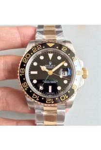 Rolex Replica GMT-Master II 116713LN 2018 V7S 24K Gelbgold umwickelt & Edelstahl schwarz